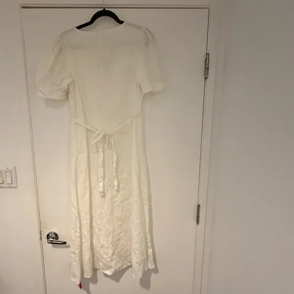 Magaschoni White Linen Button Down Midi Dress - Picture 4 of 4